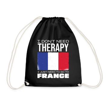 Ich Brauche Keine Therapie Muss Nach Frankreich - Turnbeutel - Schwarz - Vorne