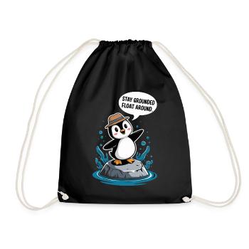 Stay grounded hover around penguin - Drawstring Bag - black - Front