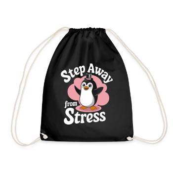 Step away from stress with penguin magic - Drawstring Bag - black - Front