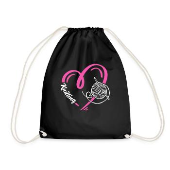 Conception de coeur de tricot pour les amoureux - Sac de sport léger - noir - Devant