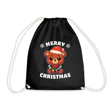 Christmas Fairy Lights Malay Bear - Drawstring Bag - black - Front