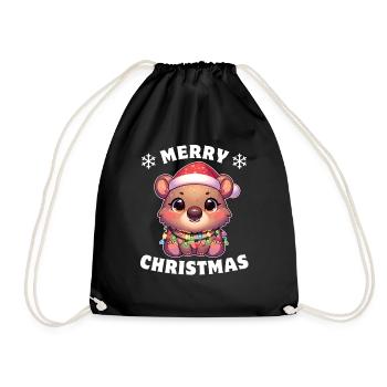 Chapeau de Noël Noël Fées Guirlandes Wombat - Sac de sport léger - noir - Devant