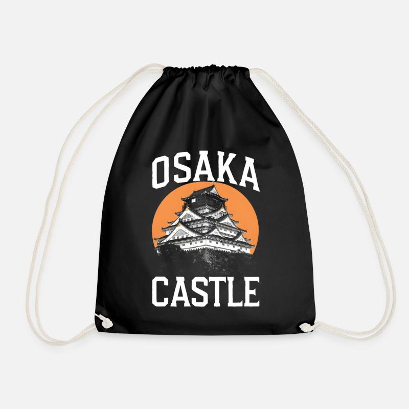 Osaka castle japan - Drawstring Bag - black