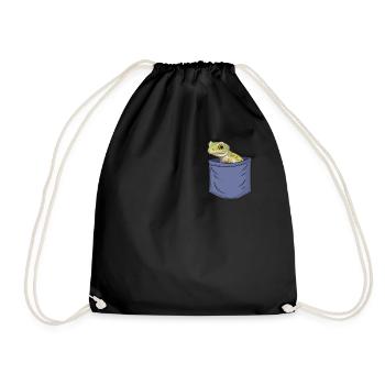 Gecko Poche Poitrine Gekkota Lézard à crête Léopard - Sac de sport léger - noir - Devant