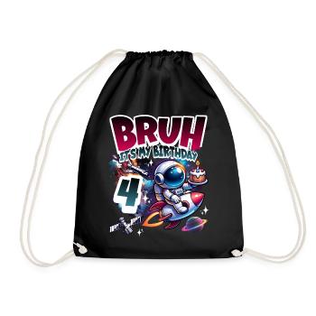 Astronaut 4th Birthday Space - Drawstring Bag - black - Front