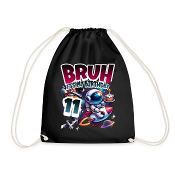 Astronaut 11th Birthday Space - Drawstring Bag - black - Front
