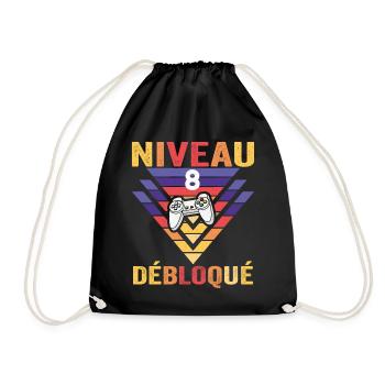 Niveau 8 Débloqué Cadeau 8 Ans Gamer Geek Drôle - Sac de sport léger - noir - Devant