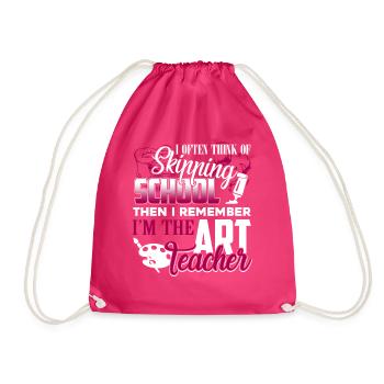 I Am The Art Teacher - Drawstring Bag - fuchsia - Front