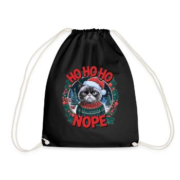 Christmas Muffle Shirt: Grumpy Christmas Cat - Drawstring Bag - black - Front