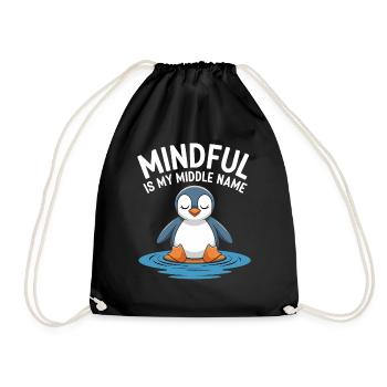 Mindful Penguin Meditation Entspannung - Turnbeutel - Schwarz - Vorne