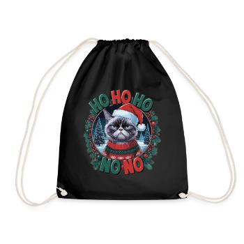 Drôle de chat en pull de Noël – Idée cadeau - Sac de sport léger - noir - Devant