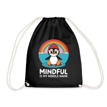 Mindfulness is my middle name Penguin - Drawstring Bag - black - Front