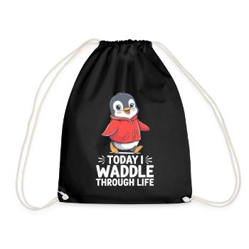 Today I waddle through life - Drawstring Bag - black - Front