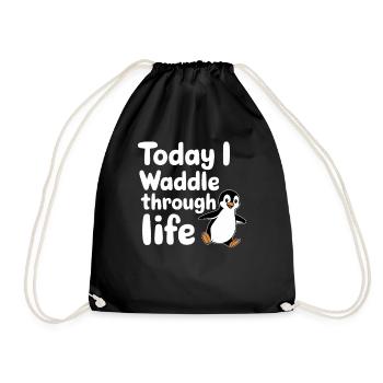 Aujourd’hui, je me dandine dans la vie Pingouin - Sac de sport léger - noir - Devant
