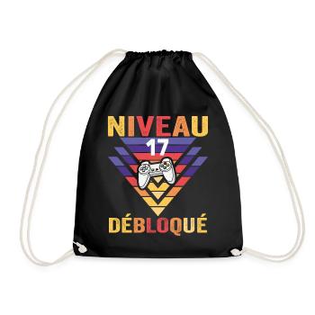 Niveau 17 Débloqué Cadeau 17 Ans Gamer Geek Drôle - Sac de sport léger - noir - Devant