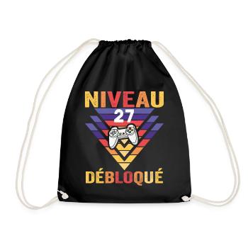 Level 27 Freigeschaltetes Geschenk 27 Jahre Gamer Geek Lustig - Turnbeutel - Schwarz - Vorne
