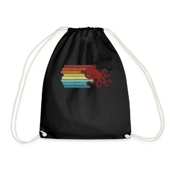 Retro Octopodes Octopoda Cephalopoda Lover Octopus - Drawstring Bag - black - Front