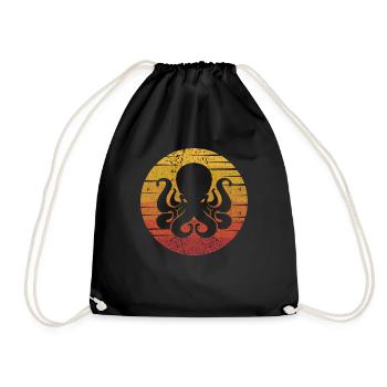Retro Octopodes Octopoda Cephalopoda Lover Octopus - Drawstring Bag - black - Front