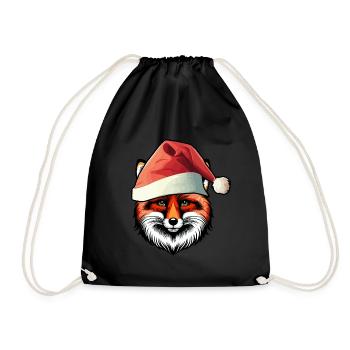 Nikolaus Santa Weihnachtsmann Fuchs Füchse - Turnbeutel - Schwarz - Vorne