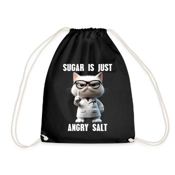 Suagar Is Just Angry Salt Meme Cat Science - Drawstring Bag - black - Front