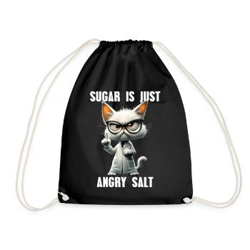 Suagar Is Just Angry Salt Science Cat Meme - Drawstring Bag - black - Front