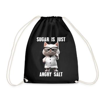 Suagar Is Just Angry Salt Cat Meme Science - Drawstring Bag - black - Front