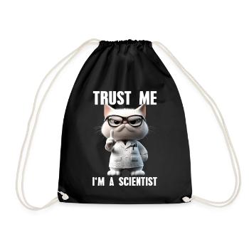 Trust Me I'm A Scientist Science Cat Meme - Drawstring Bag - black - Front