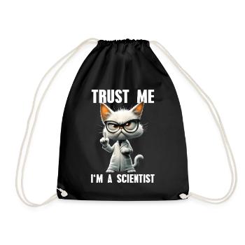 Trust Me I'm A Scientist Meme Cat Science - Drawstring Bag - black - Front