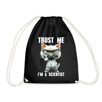 Trust Me I'm A Scientist Meme Science Cat - Drawstring Bag - black - Front