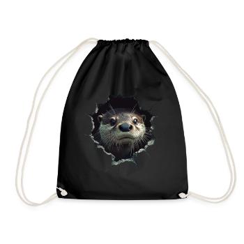 Funny Otter Otter Lover Cute Otter Zoo - Drawstring Bag - black - Front