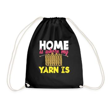 Knitting Home Is Where My Yarn Is - Drawstring Bag - black - Front