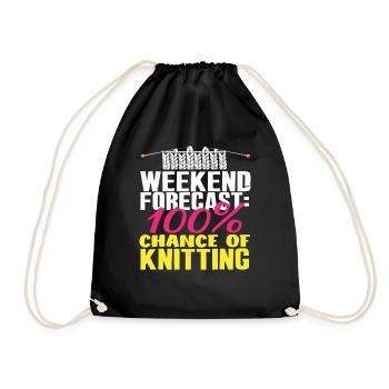 Weekend forecast: 100% knitting - Drawstring Bag - black - Front