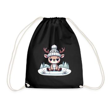 Mignon renne dans la neige Noël - Sac de sport léger - noir - Devant