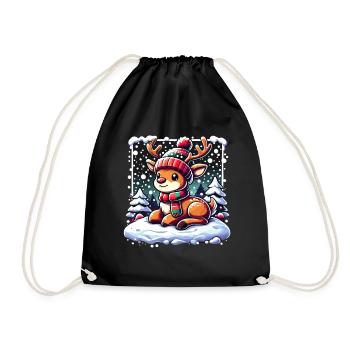 Mignon Renne Noël Hiver Neige - Sac de sport léger - noir - Devant