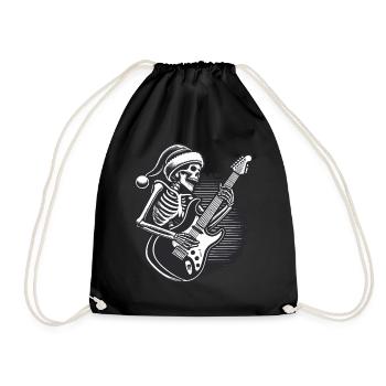 Skeleton Christmas Rock Guitarist - Drawstring Bag - black - Front