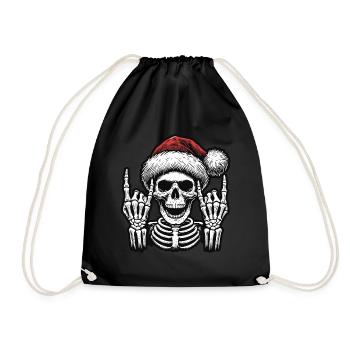 Christmas skull rocks winter - Drawstring Bag - black - Front