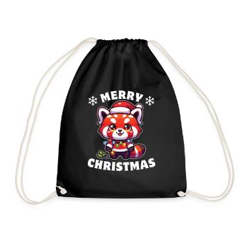 Weihnachten Lichterkette Roter Panda - Turnbeutel - Schwarz - Vorne