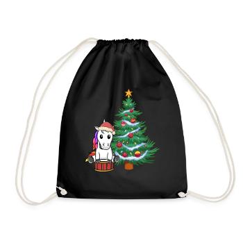 Unicorn Xmas Christmas Christmas Unicorns - Drawstring Bag - black - Front