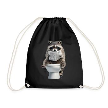 Drôle de raton laveur sur les toilettes avec journal zoo animal de compagnie - Sac de sport léger - noir - Devant