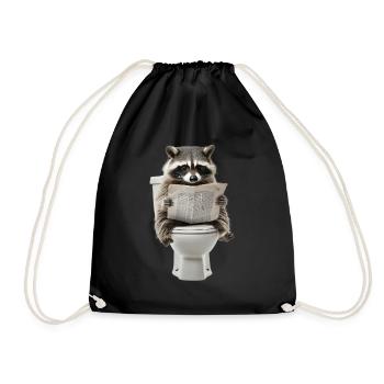 Drôle de raton laveur sur les toilettes avec journal zoo animal de compagnie - Sac de sport léger - noir - Devant