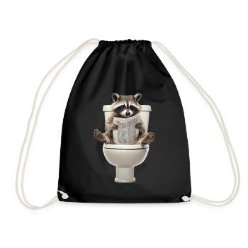 Drôle de raton laveur sur les toilettes avec journal zoo animal de compagnie - Sac de sport léger - noir - Devant