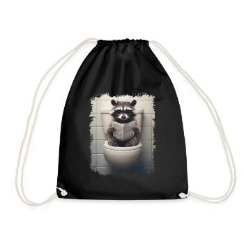 Drôle de raton laveur sur les toilettes avec journal zoo animal de compagnie - Sac de sport léger - noir - Devant