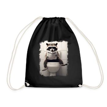 Drôle de raton laveur sur les toilettes avec journal zoo animal de compagnie - Sac de sport léger - noir - Devant