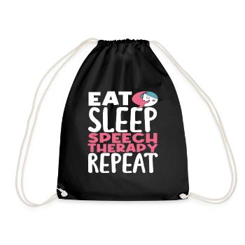 Eat Sleep Speech Therapist Review - Drawstring Bag - black - Front
