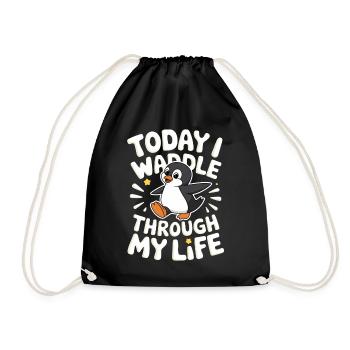 Today I'm waddling through my life Penguin - Drawstring Bag - black - Front