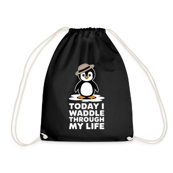 Today I waddle through my life in style - Drawstring Bag - black - Front