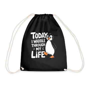 Today I'm waddling through my life Penguin - Drawstring Bag - black - Front