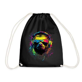 Faultier Bunte Farben Pop Art Faulpelz Faultiere - Turnbeutel - Schwarz - Vorne