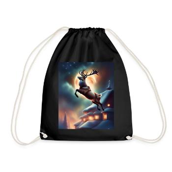 Le renne de Noël du Père Noël - Sac de sport léger - noir - Devant