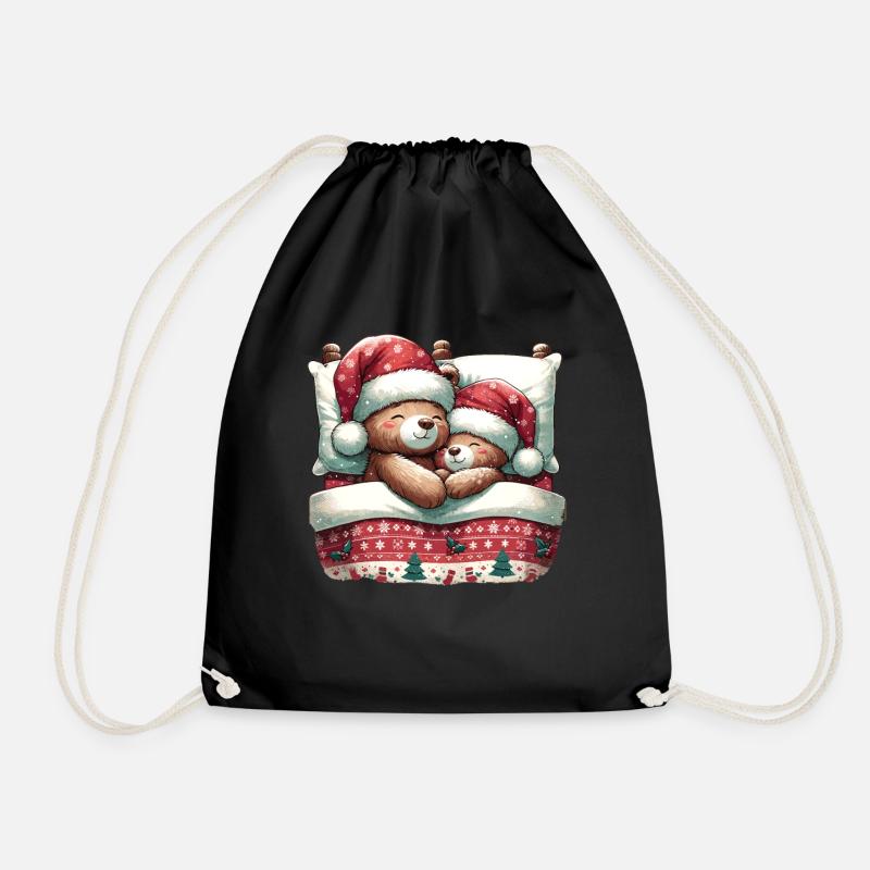 Christmas Hat Christmas Fairy Lights - Drawstring Bag - black